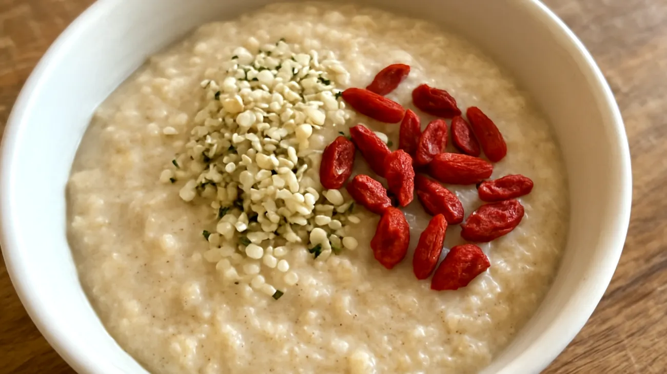 Amaranth-Pudding mit Hanfsamen und Goji-Beeren"