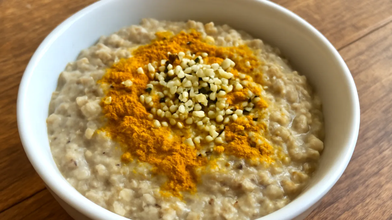 Buchweizen-Porridge mit Kurkuma und Hanfsamen"