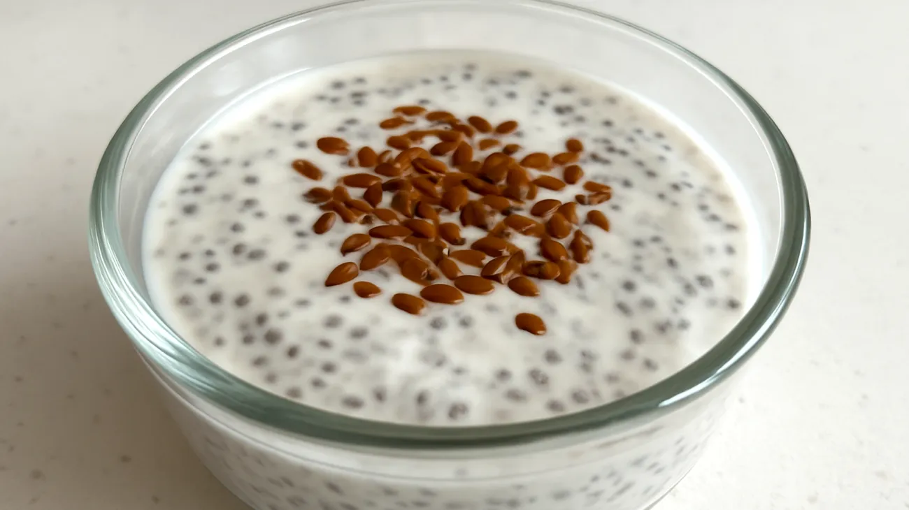 Chia-Pudding mit Kokosmilch und Leinsamen"