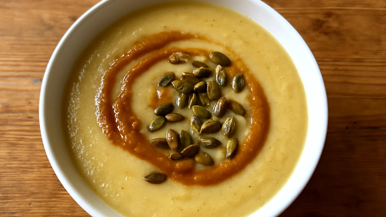 Fenchel-Ingwer-Suppe mit Miso und gerösteten Kürbiskernen"