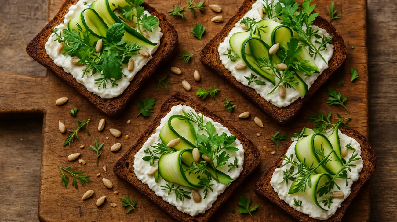 Roggenbrot, Wiesenkräuter, Meerrettichkäse"